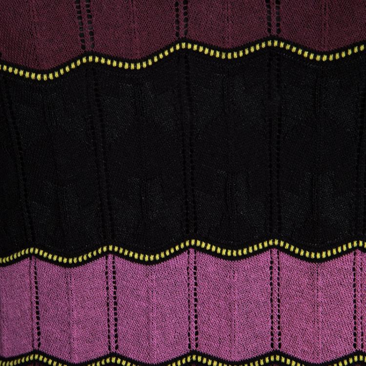 مملوكة مسبقًا M Missoni Pink Wave Patterned Knit Sleeveless Dress M
