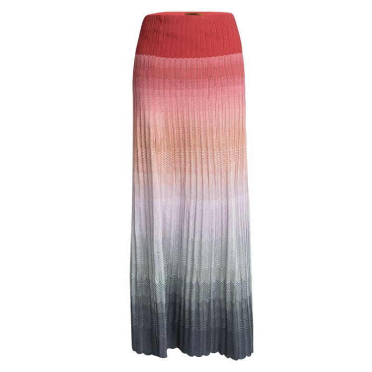 Pre Owned M Missoni Multicolor Ombre Knit Sleeveless Top and Maxi Skirt Set S