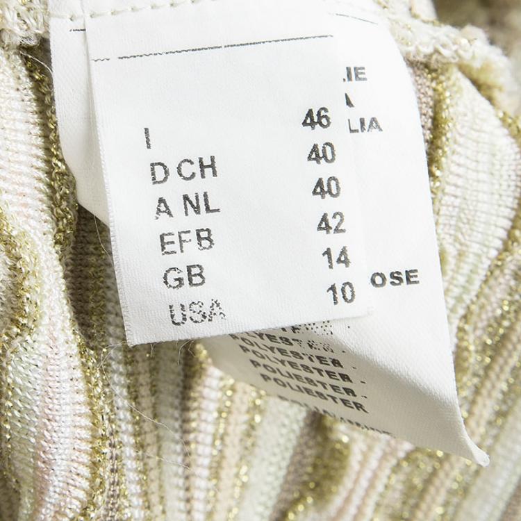 Pre Owned M Missoni Beige Perforated Lurex Knit Crossover Top L