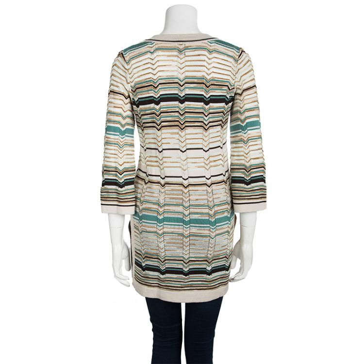 Pre Owned M Missoni Multicolor Chevron Striped Knit Sweater Tunic S