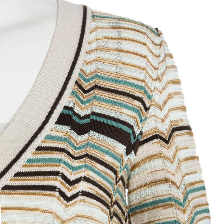 Pre Owned M Missoni Multicolor Chevron Striped Knit Sweater Tunic S