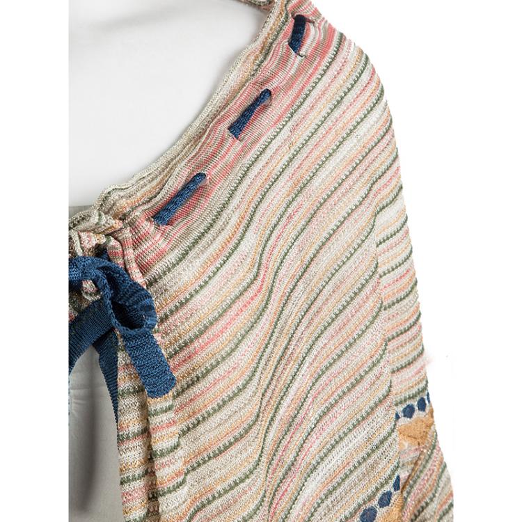 Pre Owned M Missoni Multicolor Knit Open Front Draped High Low Cardigan S
