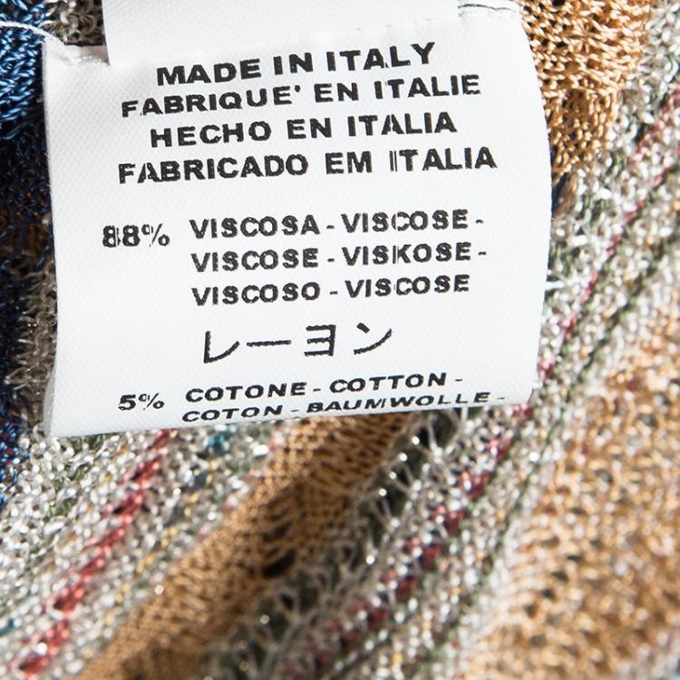 Pre Owned M Missoni Multicolor Knit Open Front Draped High Low Cardigan S