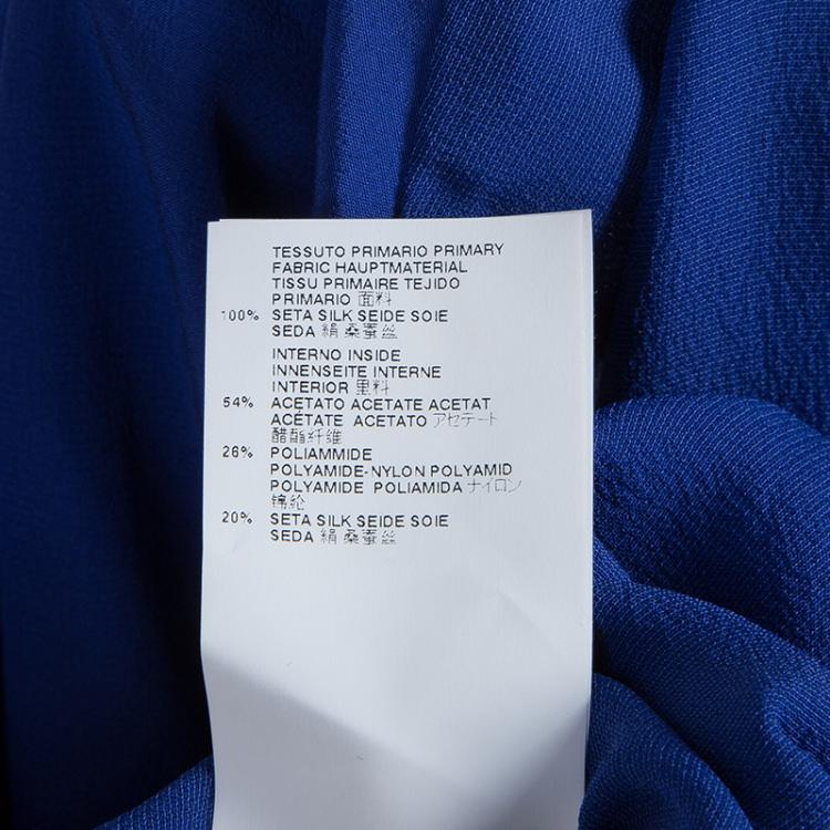 Pre Owned Maison Martin Margiela Blue Silk Belted Long Sleeve Dress M