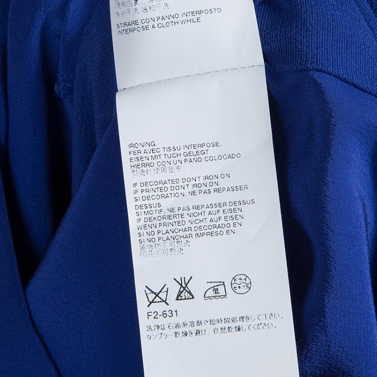 Pre Owned Maison Martin Margiela Blue Silk Belted Long Sleeve Dress M