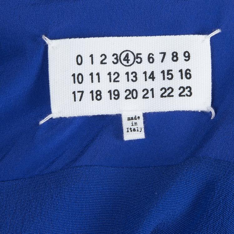 Pre Owned Maison Martin Margiela Blue Silk Belted Long Sleeve Dress M