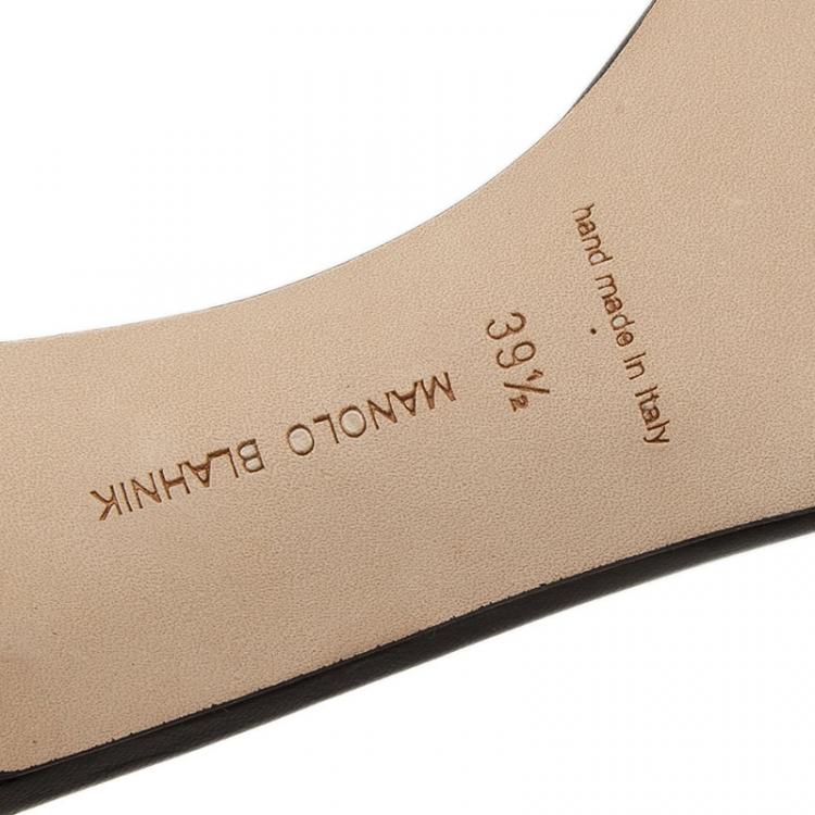 Pre Owned Manolo Blahnik Black Leather Chaos Ankle Strap Sandals Size 39.5