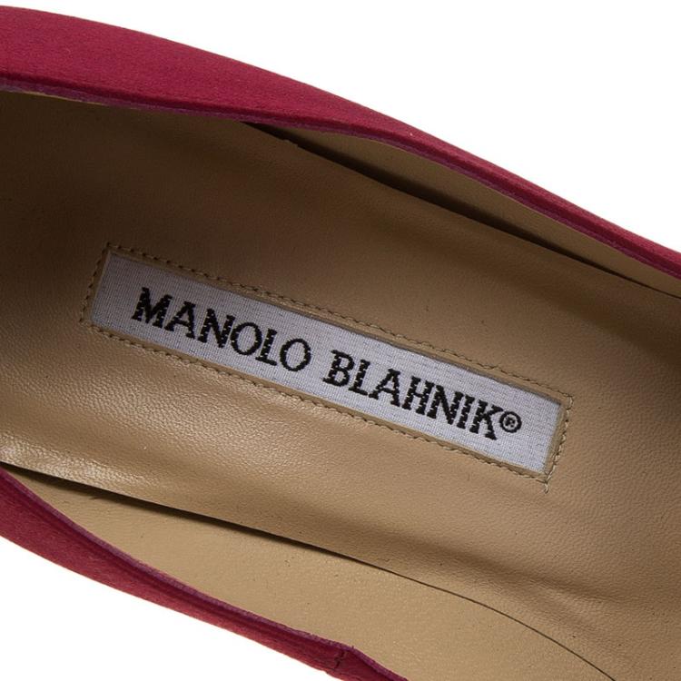 Pre Owned Manolo Blahnik Red Satin Hangisi Embellished Pumps Size 37