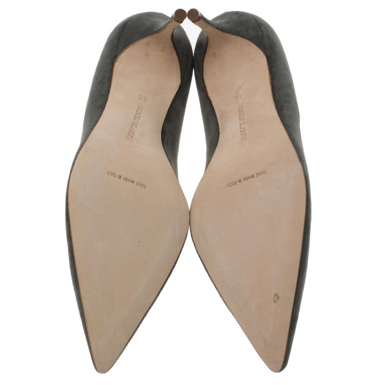 Pre Owned Manolo Blahnik Grey Suede BB Pointed Toe Pumps Size 40