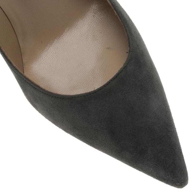 Pre Owned Manolo Blahnik Grey Suede BB Pointed Toe Pumps Size 40