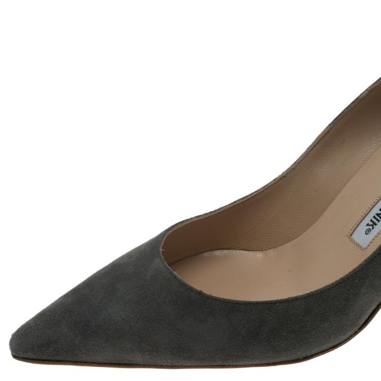 Pre Owned Manolo Blahnik Grey Suede BB Pointed Toe Pumps Size 40