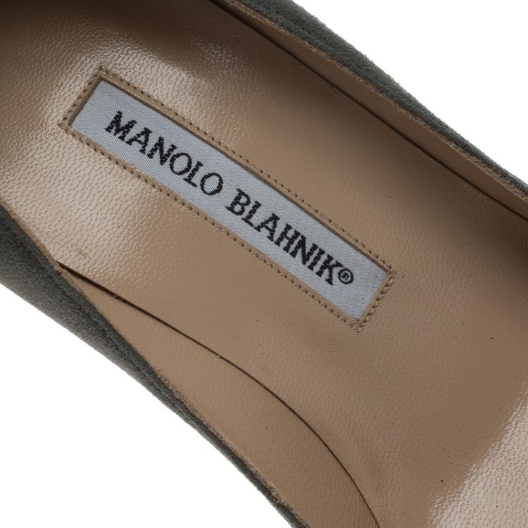 Pre Owned Manolo Blahnik Grey Suede BB Pointed Toe Pumps Size 40