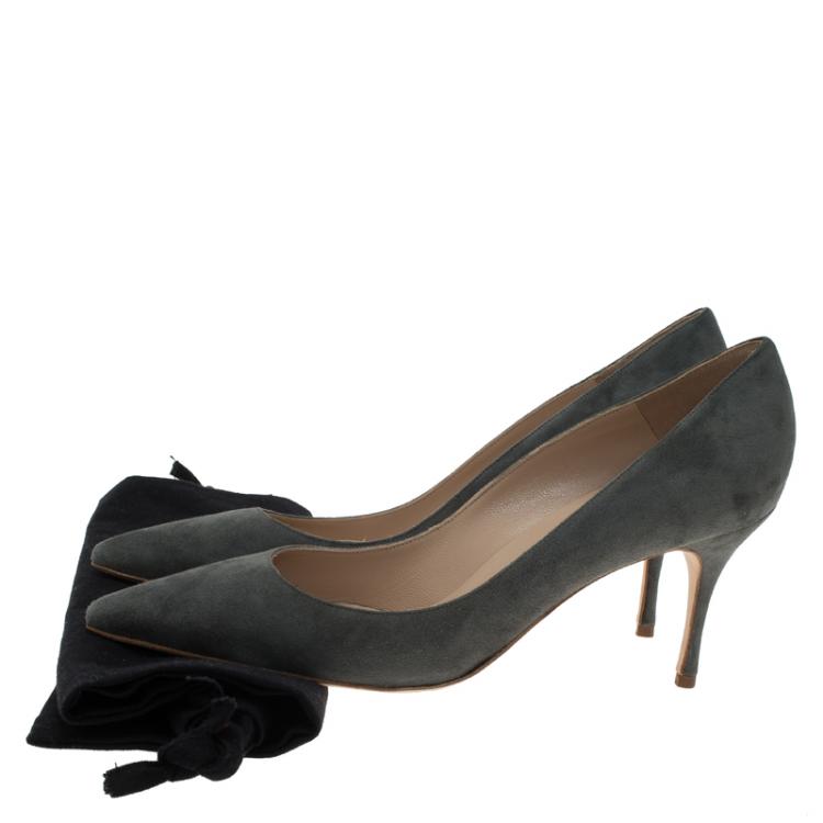 Pre Owned Manolo Blahnik Grey Suede BB Pointed Toe Pumps Size 40