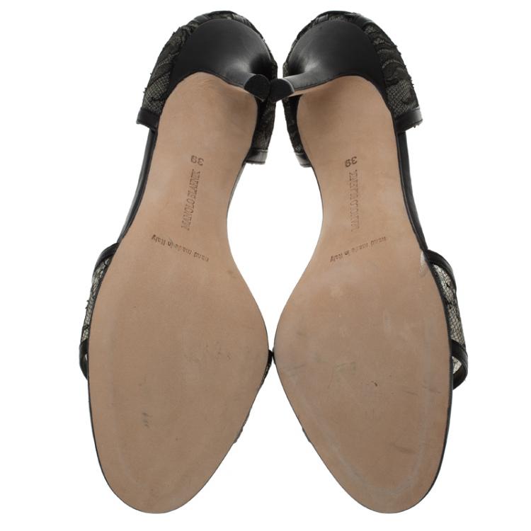 Pre Owned Manolo Blahnik Black Lace D'orsay Pumps Size 39