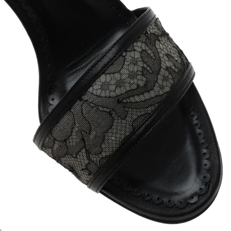 Pre Owned Manolo Blahnik Black Lace D'orsay Pumps Size 39