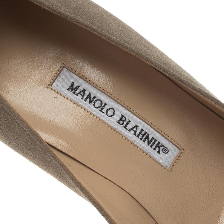 Pre Owned Manolo Blahnik Grey Suede Pointed Toe Pumps Size 40.5