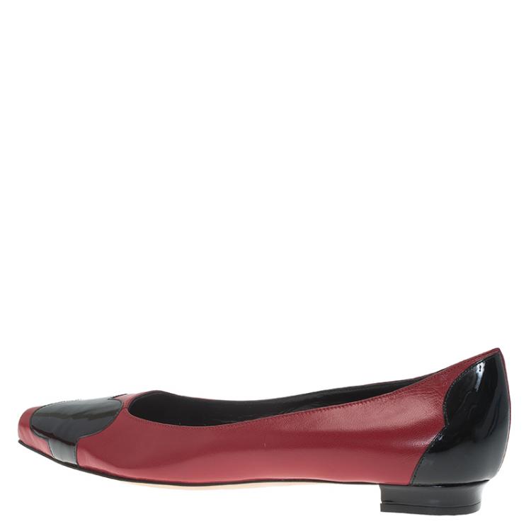 Pre Owned Manolo Blahnik Two Tone Leather Adra Ballet Flats Size 39