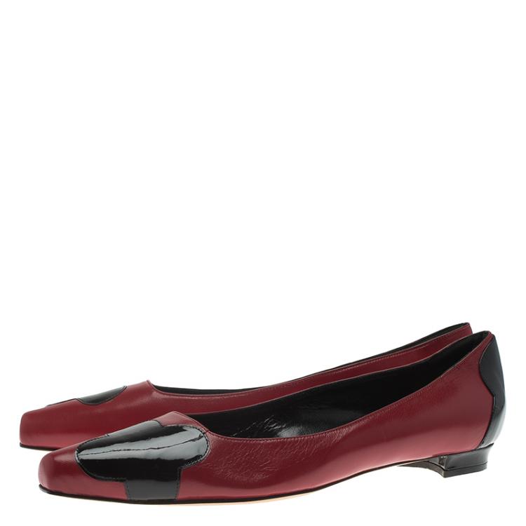 Pre Owned Manolo Blahnik Two Tone Leather Adra Ballet Flats Size 39