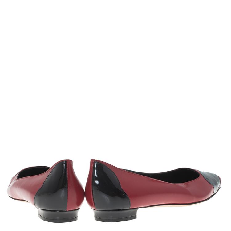 Pre Owned Manolo Blahnik Two Tone Leather Adra Ballet Flats Size 39