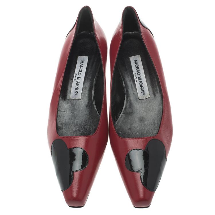 Pre Owned Manolo Blahnik Two Tone Leather Adra Ballet Flats Size 39