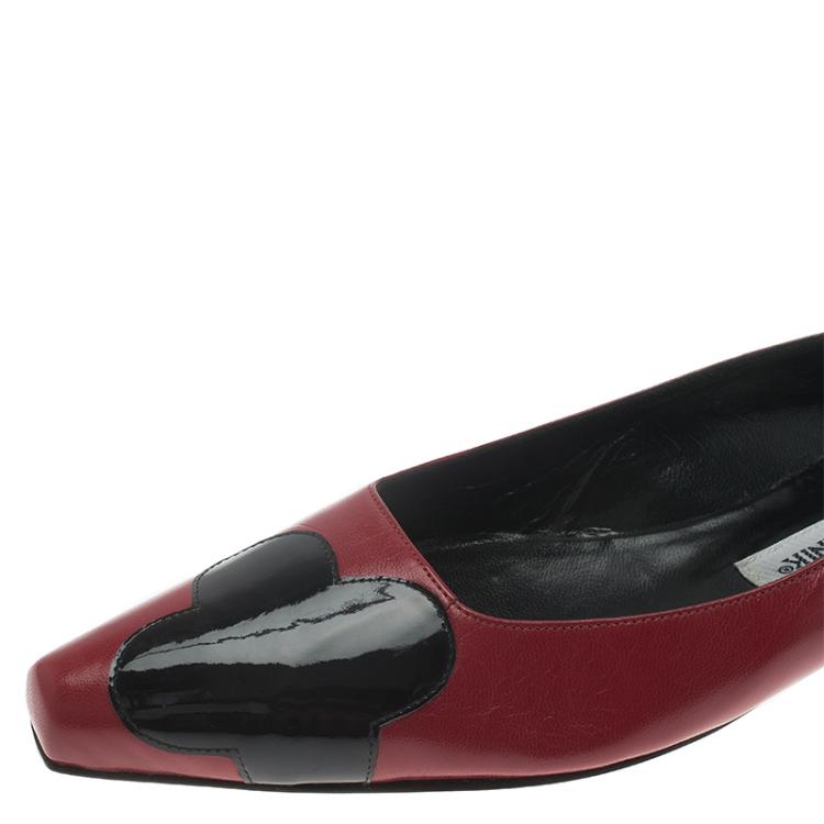 Pre Owned Manolo Blahnik Two Tone Leather Adra Ballet Flats Size 39