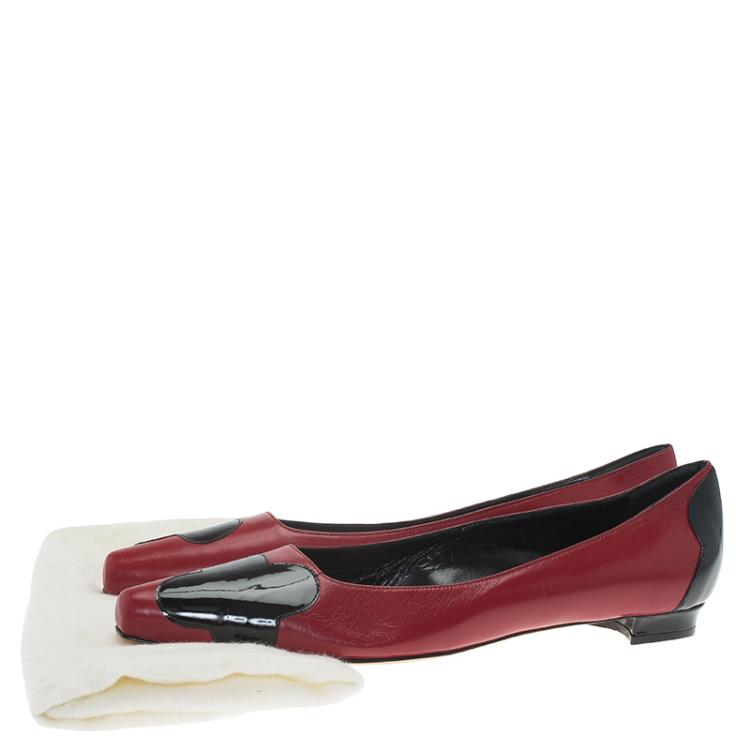 Pre Owned Manolo Blahnik Two Tone Leather Adra Ballet Flats Size 39