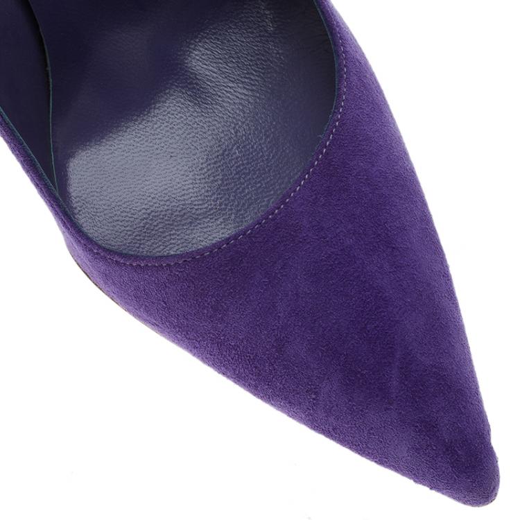 Pre Owned Manolo Blahnik Purple Suede BB Pointed Pumps Size 39