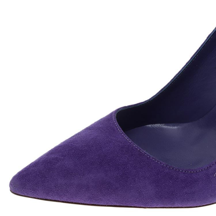 Pre Owned Manolo Blahnik Purple Suede BB Pointed Pumps Size 39