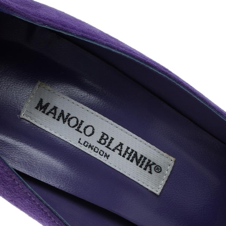 Pre Owned Manolo Blahnik Purple Suede BB Pointed Pumps Size 39