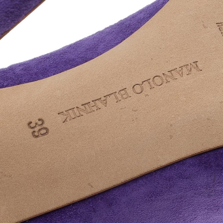 Pre Owned Manolo Blahnik Purple Suede BB Pointed Pumps Size 39