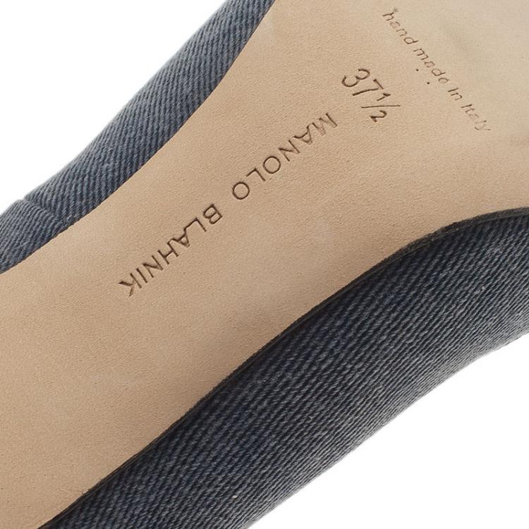 Pre Owned Manolo Blahnik Blue Denim BB Pumps Size 37.5