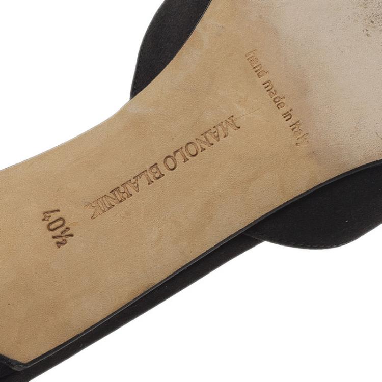 Pre Owned Manolo Blahnik Black Satin Hangisi Mules Size 40.5