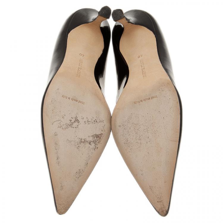 Pre Owned Manolo Blahnik Black Patent Nausikaba Pointed Pumps Size 40