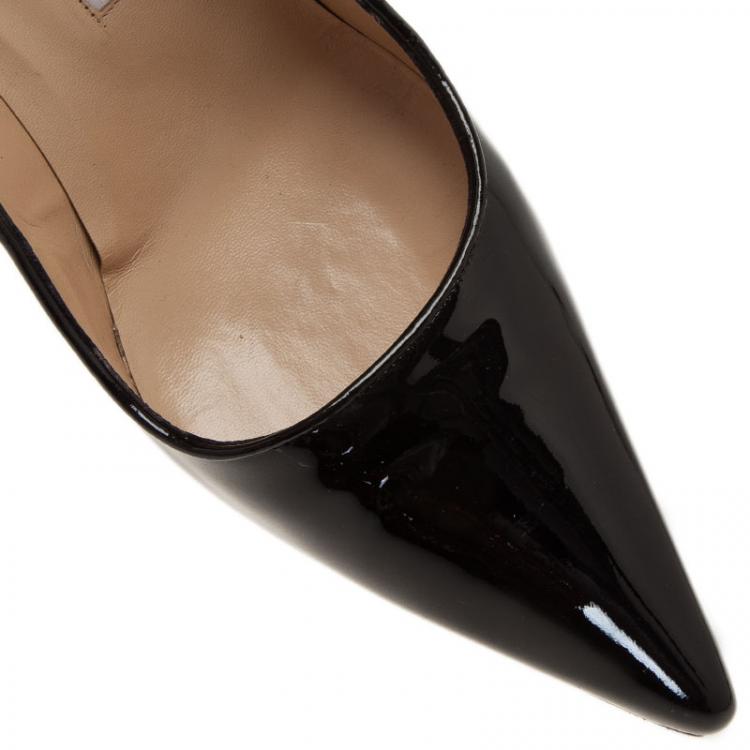 Pre Owned Manolo Blahnik Black Patent Nausikaba Pointed Pumps Size 40