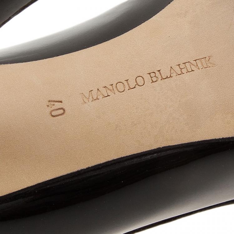 Pre Owned Manolo Blahnik Black Patent Nausikaba Pointed Pumps Size 40