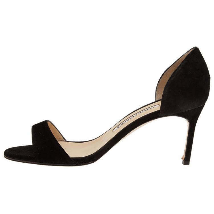Pre Owned Manolo Blahnik Black Suede Catalina D'orsay Pumps 38.5