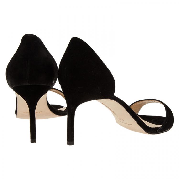 Pre Owned Manolo Blahnik Black Suede Catalina D'orsay Pumps 38.5
