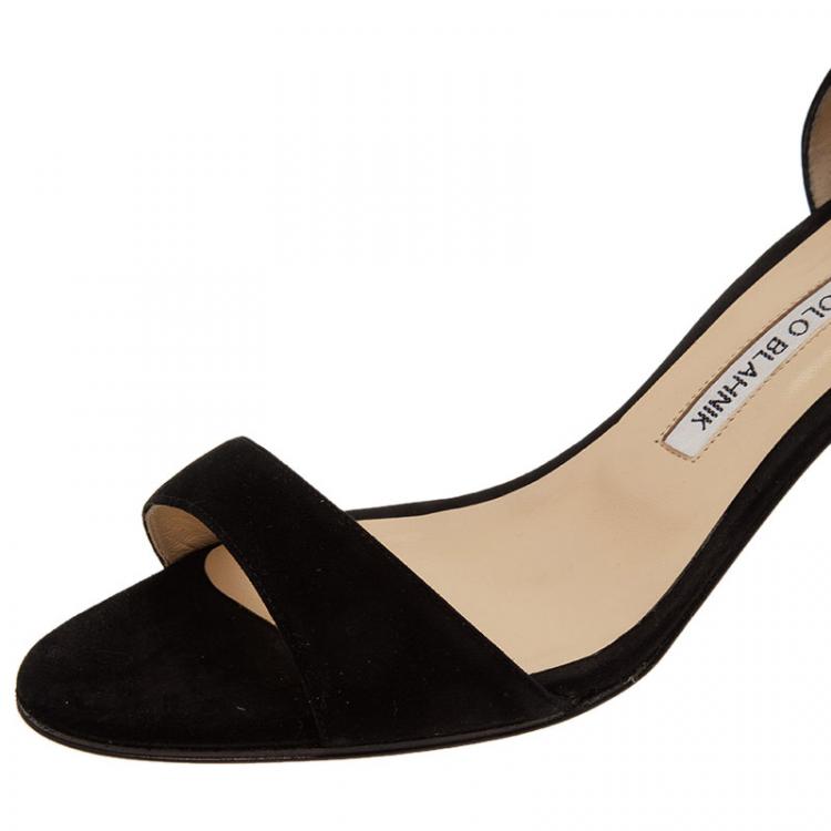 Pre Owned Manolo Blahnik Black Suede Catalina D'orsay Pumps 38.5
