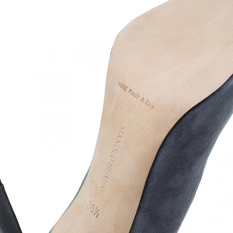 Pre Owned Manolo Blahnik Grey Suede BB Pumps Size 36.5