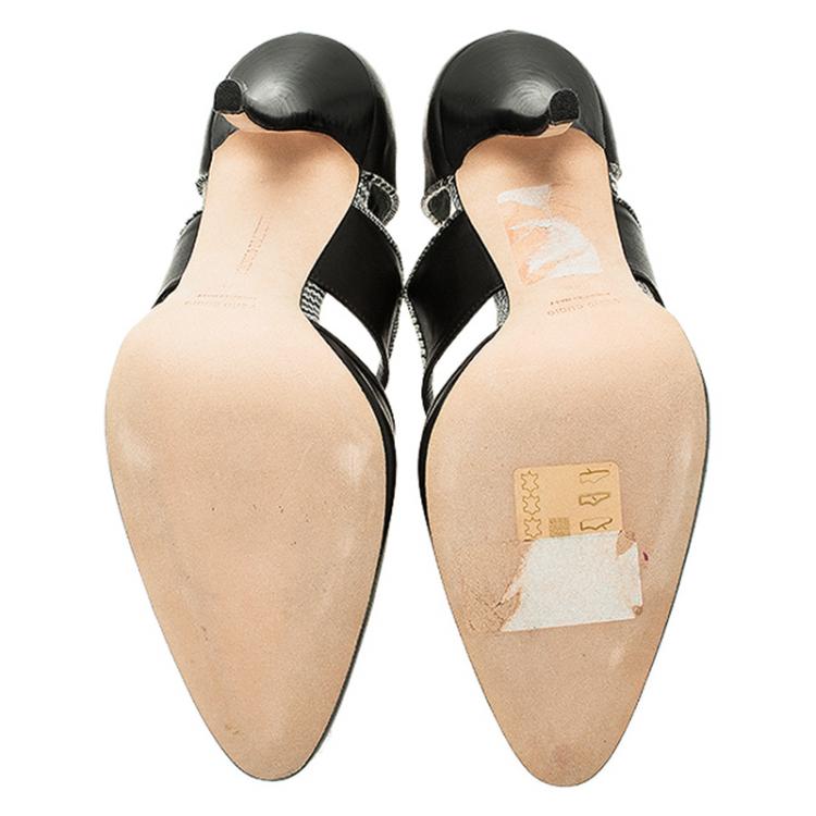 Pre Owned Manolo Blahnik Black Leather Mary Jane Pumps Size 40