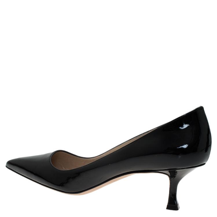 Pre Owned Manolo Blahnik Black Patent Nausikaba Pointed Pumps Size 40