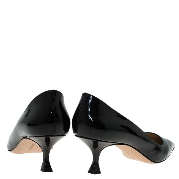 Pre Owned Manolo Blahnik Black Patent Nausikaba Pointed Pumps Size 40