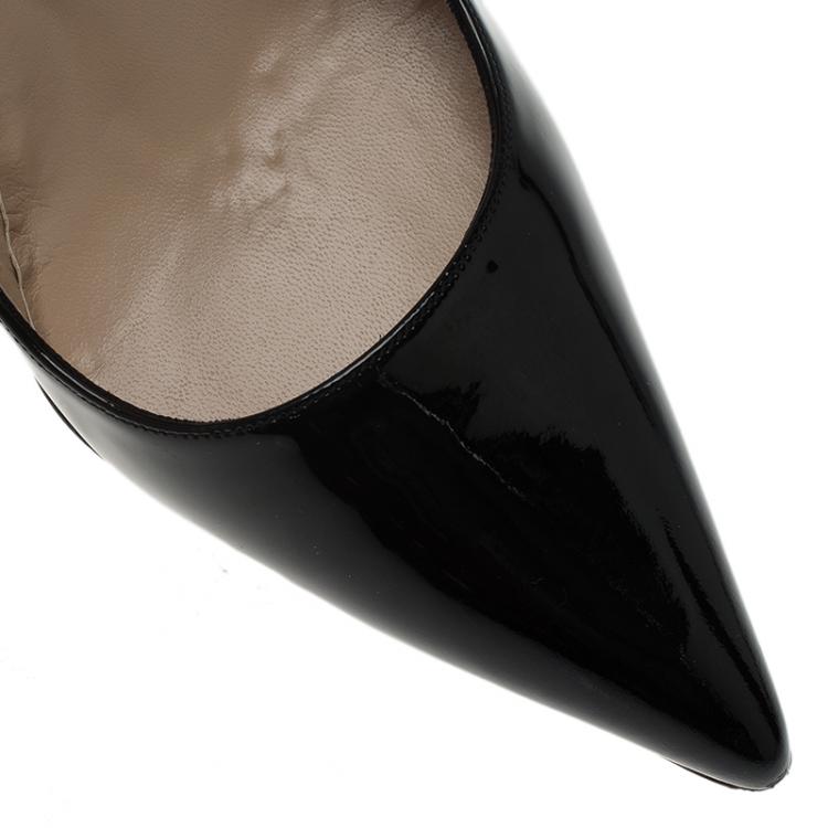 Pre Owned Manolo Blahnik Black Patent Nausikaba Pointed Pumps Size 40