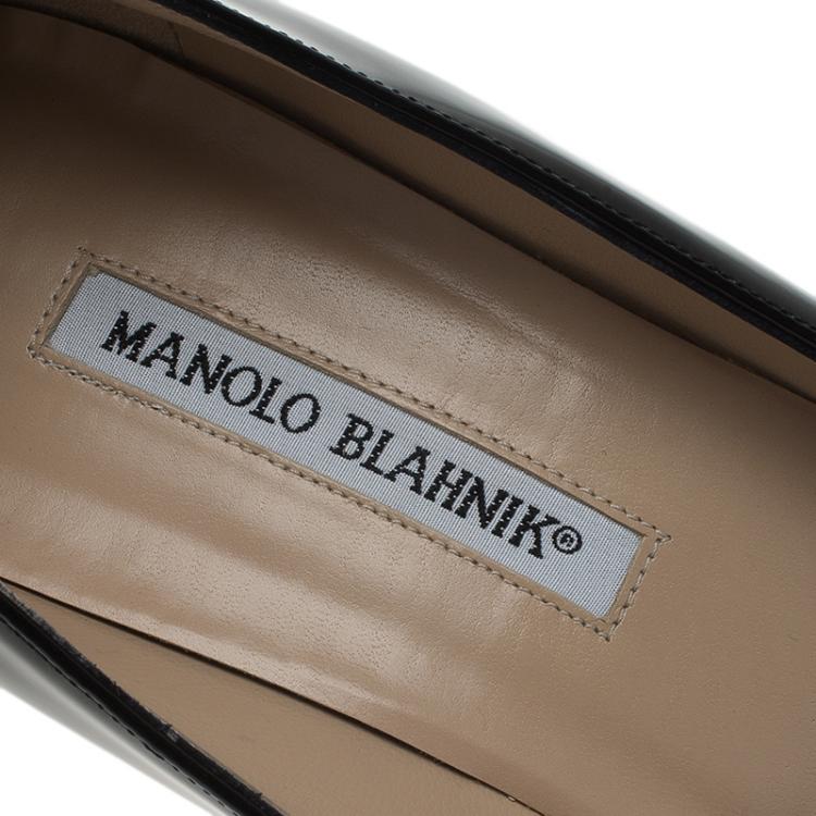 Pre Owned Manolo Blahnik Black Patent Nausikaba Pointed Pumps Size 40