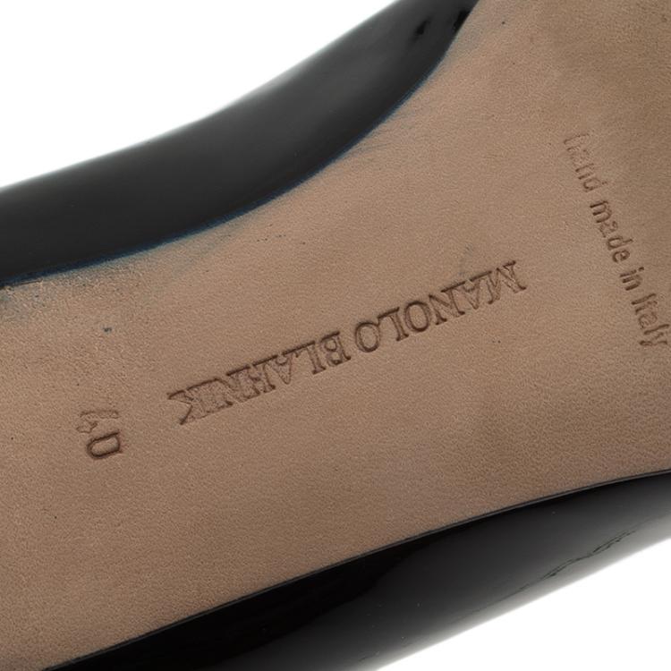 Pre Owned Manolo Blahnik Black Patent Nausikaba Pointed Pumps Size 40