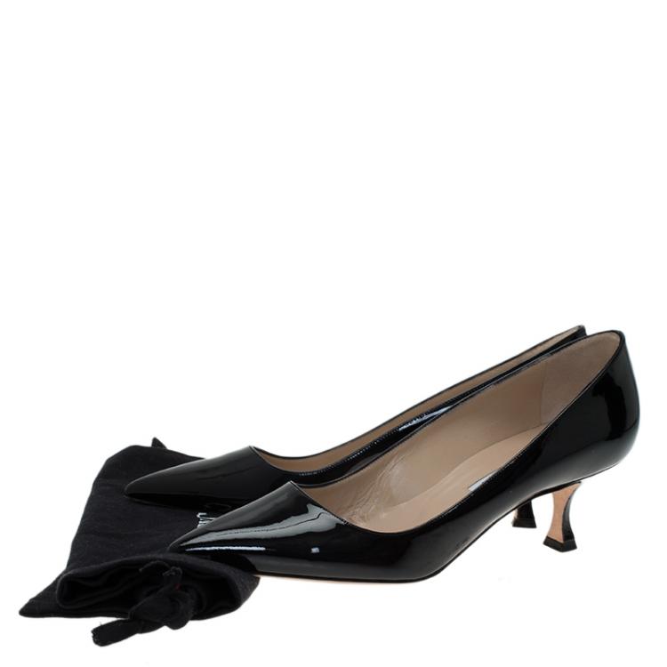 Pre Owned Manolo Blahnik Black Patent Nausikaba Pointed Pumps Size 40