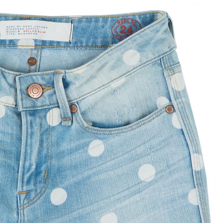 Pre Owned Marc by Marc Jacobs Lily Dot Blue Ripped Jeans S