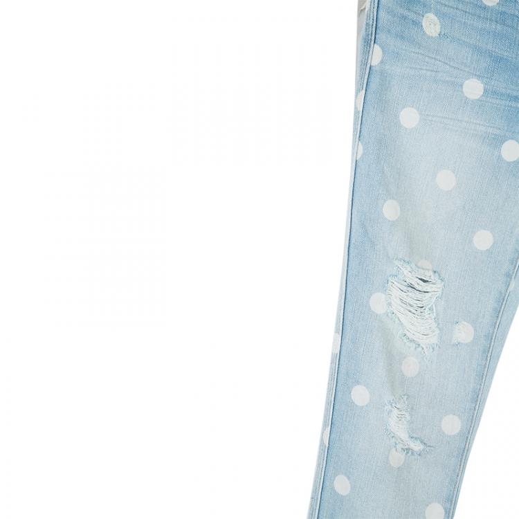 Pre Owned Marc by Marc Jacobs Lily Dot Blue Ripped Jeans S