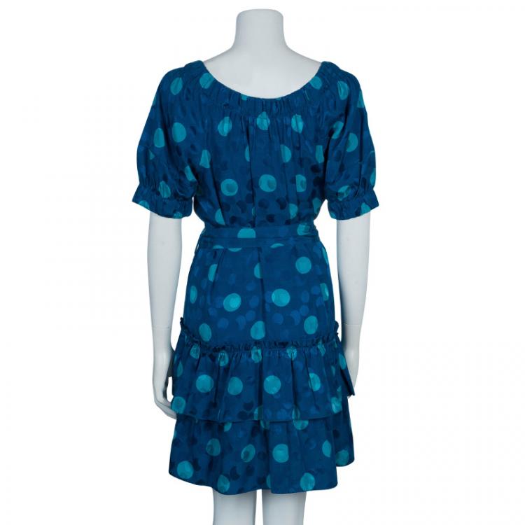 Pre Owned Marc by Marc Jacobs Blue Polka Dot Dress M