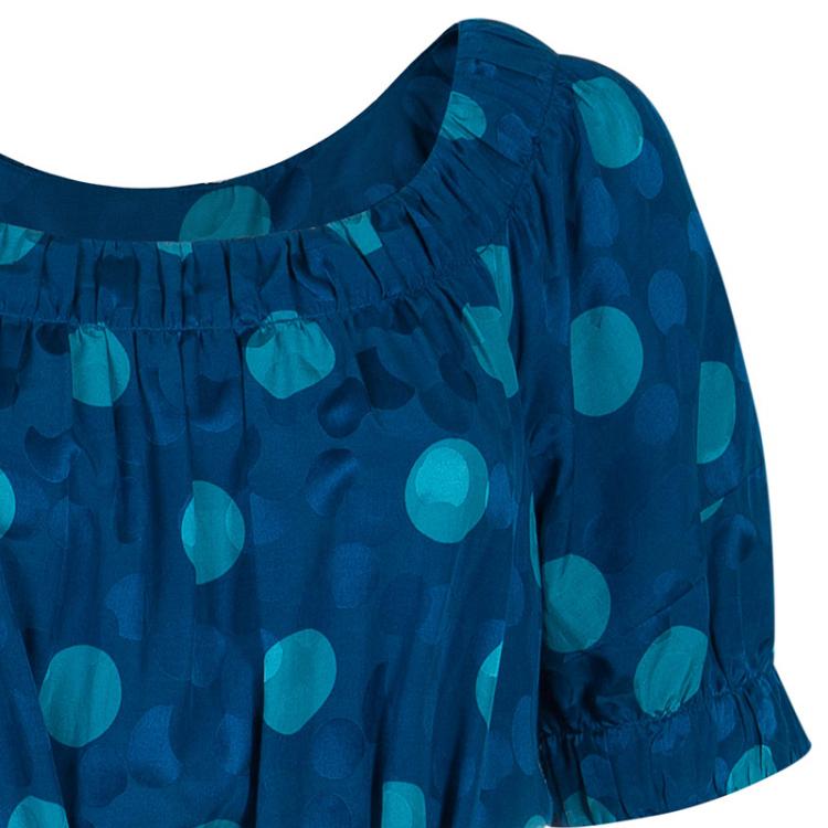 Pre Owned Marc by Marc Jacobs Blue Polka Dot Dress M